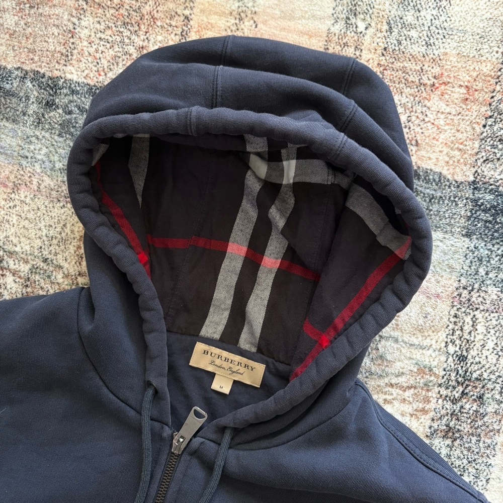 Burberry Navy Zip Up Sweatshirt - Picture 2 of 9